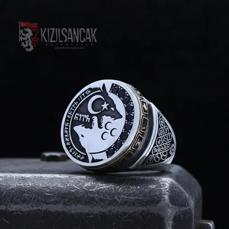 bozkurt Eko Yüzük 1 kopya Bozkurt Gümüş Yüzük Yuvarlak Kasa