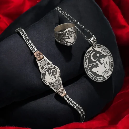 Bozkurt 3'lü Eko Yüzük, Bileklik & Madalyon Set