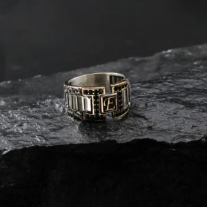 1 Harfli Mikro Taşlı Gümüş Yüzük