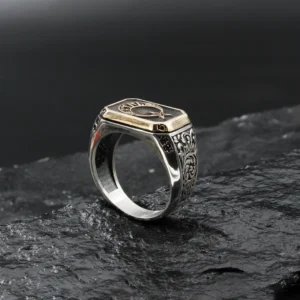 1 İnce Gravür Ay Yıldızlı Gümüş Yüzük