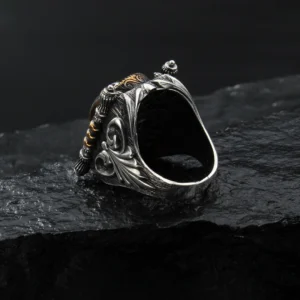 1 Kaplangözü Gravürlü Gümüş Yüzük