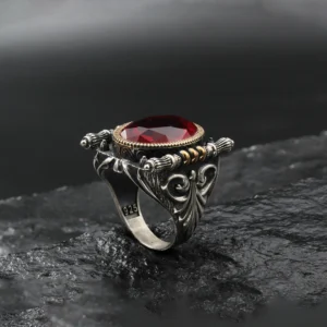 1 Kırmızı Yakut Gümüş Yüzük