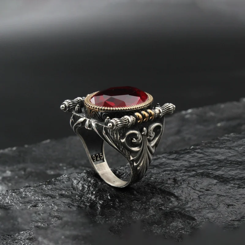 1 Kırmızı Yakut Gümüş Yüzük