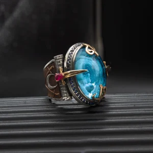 1 Topaz Hilal Gümüş Yüzük