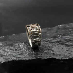 2 Harfli Mikro Taşlı Gümüş Yüzük