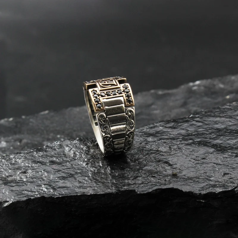 2 Harfli Mikro Taşlı Gümüş Yüzük