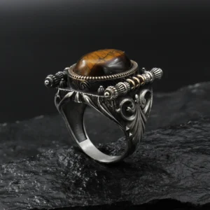 2 Kaplangözü Gravürlü Gümüş Yüzük