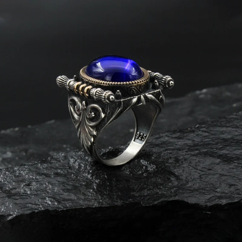 2 Mavi Oniks Gümüş Yüzük