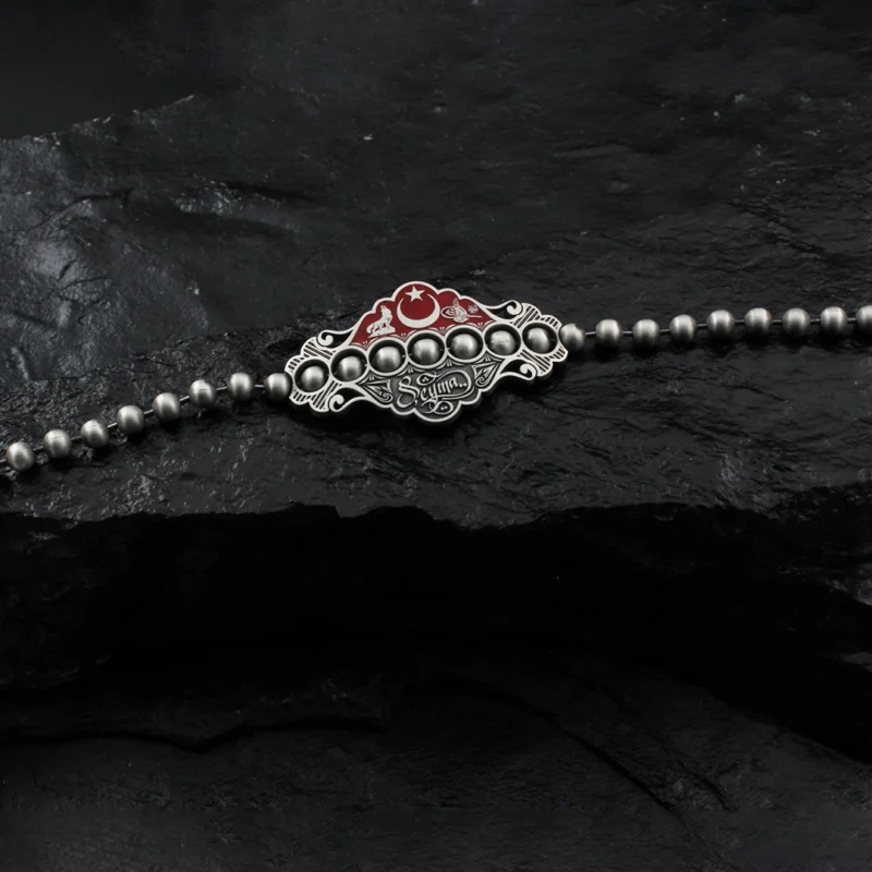 2 Ay Yıldızlı İsimli Gümüş Bileklik