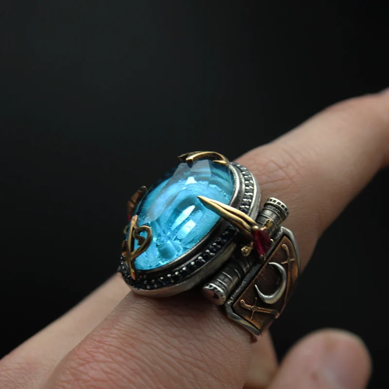 2 Topaz Hilal Gümüş Yüzük