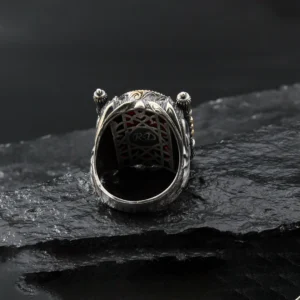 3 Kırmızı Yakut Gümüş Yüzük