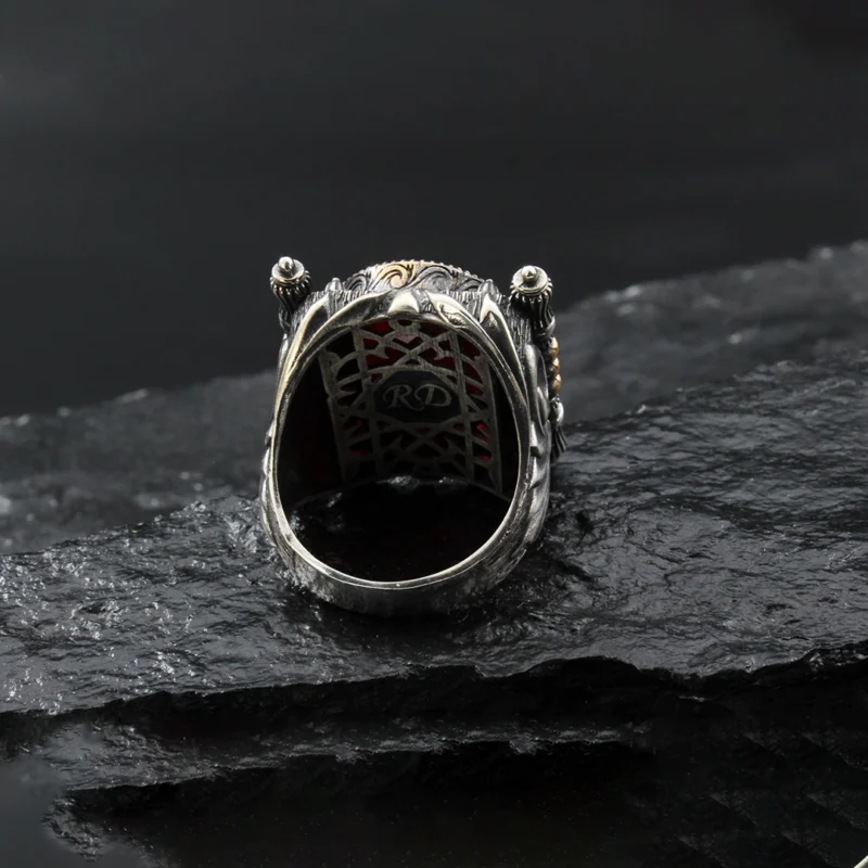 3 Kırmızı Yakut Gümüş Yüzük