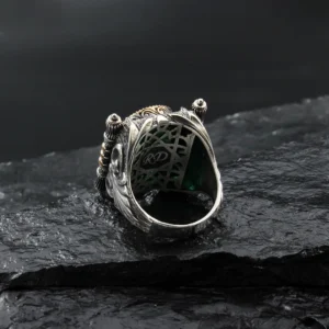 3 Yeşil Oniks Gümüş Yüzük