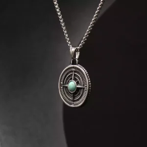 pusula taşlı 3-min Taşlı Pusula Çelik Madalyon Kolye