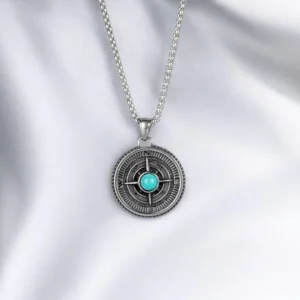 taşlı pusula 216-Photoroom Taşlı Pusula Çelik Madalyon Kolye