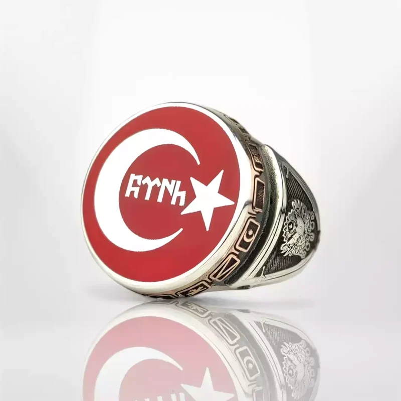 Ay Yıldızlı Türk Yazılı Gümüş Yüzük