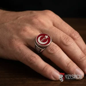kasalı Ay yıldız türk yazılı manken Ay Yıldızlı Türk Yazılı Gümüş Yüzük