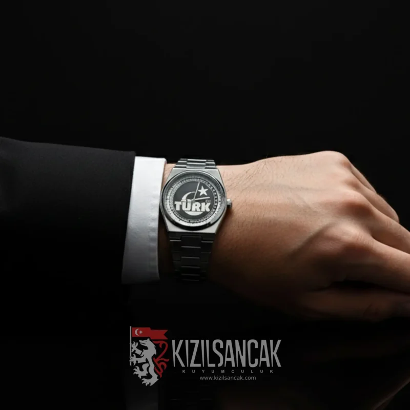 Subleon Türk Yazılı Saat 2 Türk Yazılı Gümüş Kadranlı Erkek Saat