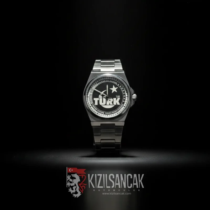 Subleon Türk Yazılı Saat Türk Yazılı Gümüş Kadranlı Erkek Saat