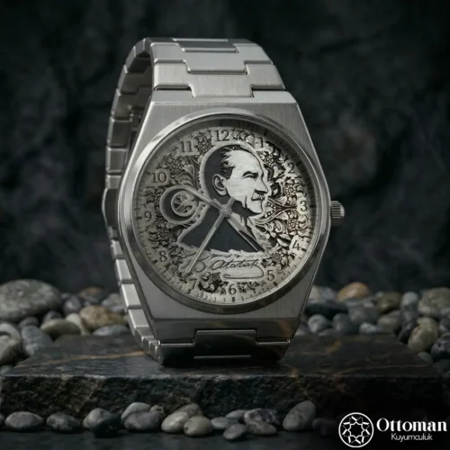 ottoman-29410-3-22 Atatürk İmzalı Gümüş Kadranlı Kol Saati