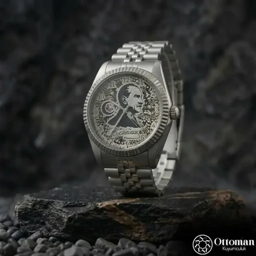 ottoman-29490-1-26 "Atatürk" Gümüş Kadranlı Kadın Kol Saati