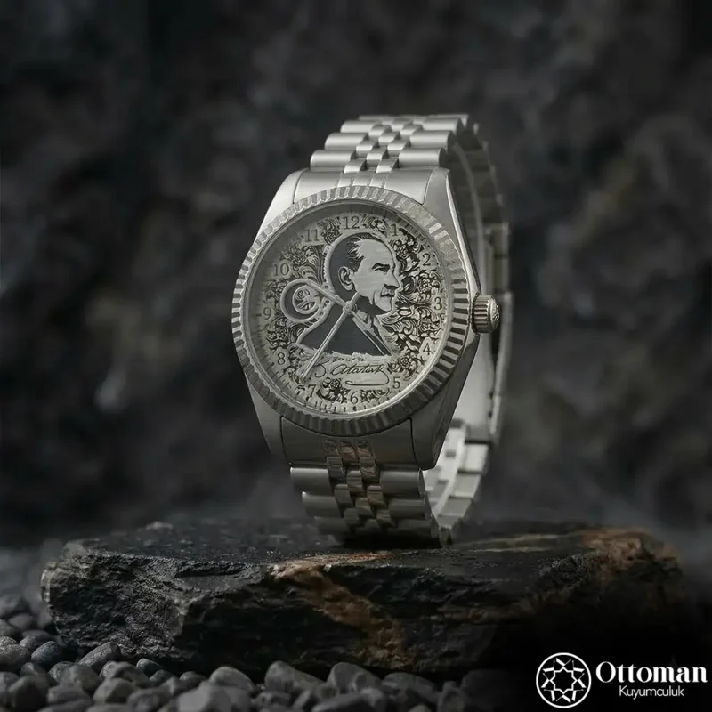 ottoman-29490-1-26 "Atatürk" Gümüş Kadranlı Kadın Kol Saati