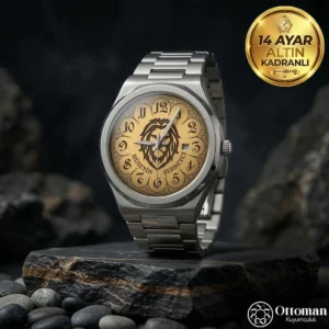 ottoman-29545-11 İsimli ve Aslan Figürlü 14 Ayar Altın Kadranlı Kol Saati