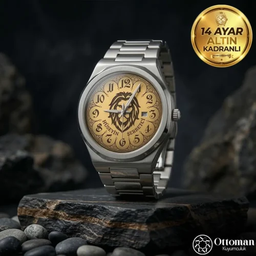 ottoman-29545-11 İsimli ve Aslan Figürlü 14 Ayar Altın Kadranlı Kol Saati