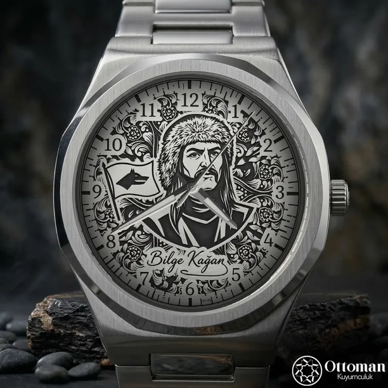 ottoman-29562-2-30 Bilge Kağan Gümüş Kadranlı Kol Saati