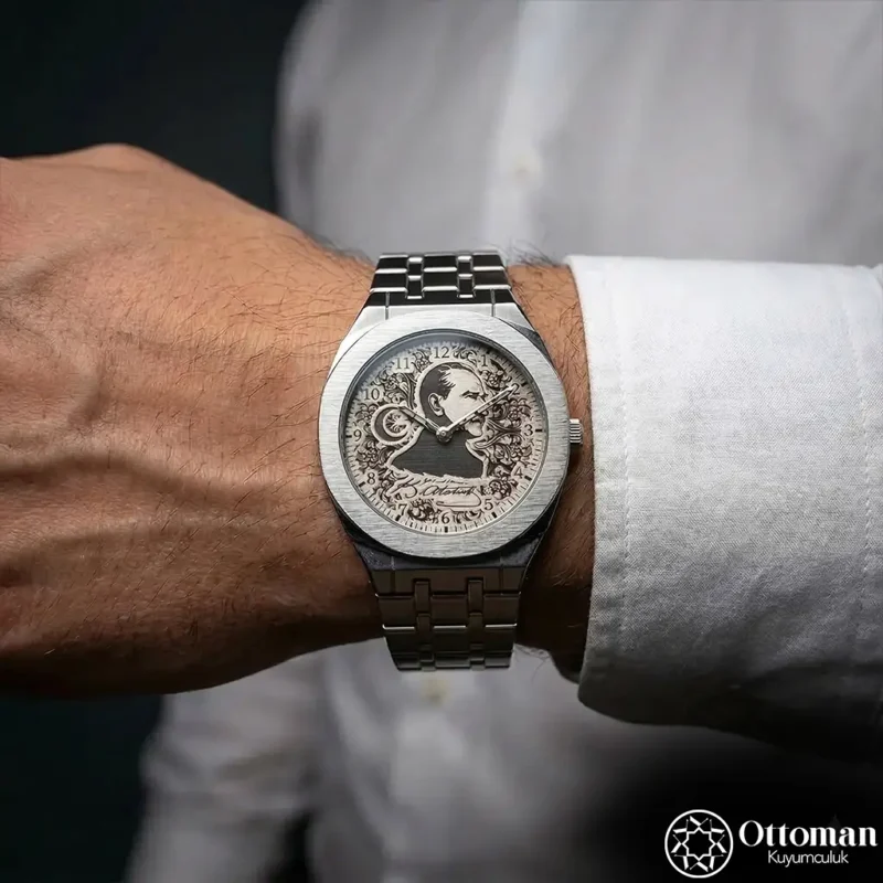ottoman-29611-3-34 "Atatürk" Gümüş Kadranlı Saat Modeli