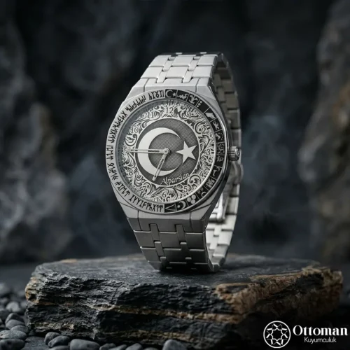 ottoman-29681-3-39 Savaş Türkün Düğünüdür Gümüş Kadranlı Kol Saati