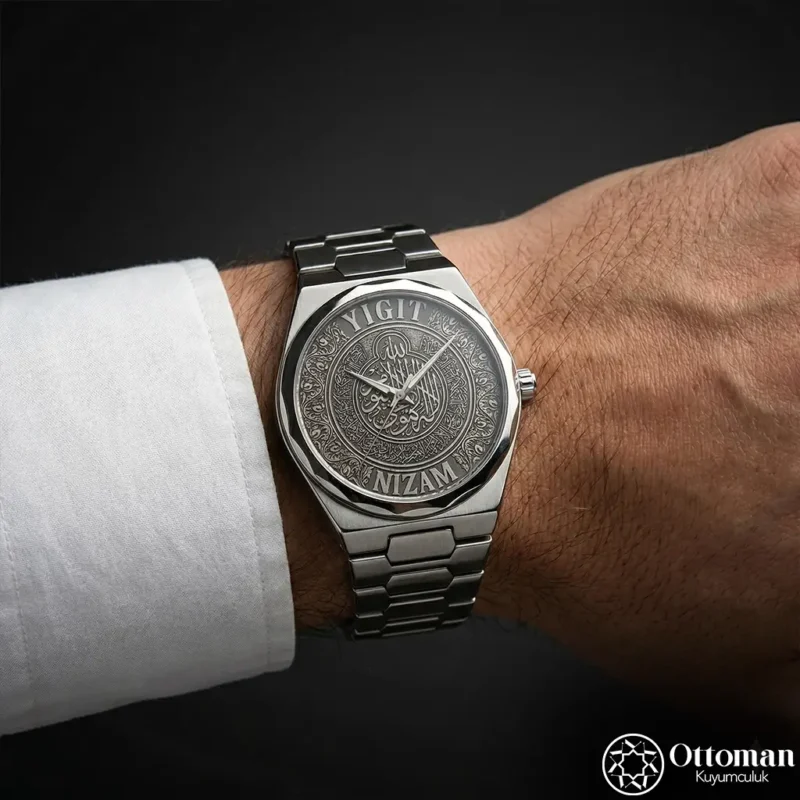 ottoman-30755-1-4 Koruma Dualı Gümüş Kadranlı Erkek Kol Saati