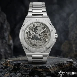 ottoman-30785-1-9 Atatürk Tasarım Gümüş Kadranlı Kol Saati