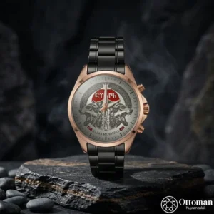 ottoman-30868-2-61 İntikam Gümüş Kadranlı Siyah Kol Saati