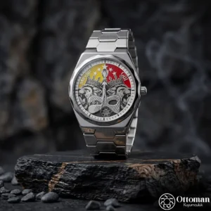 ottoman-31099-32 Cesur Aslan Gümüş Kadranlı Erkek Kol Saati