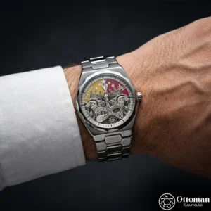 ottoman-31100-1-32 Cesur Aslan Gümüş Kadranlı Erkek Kol Saati