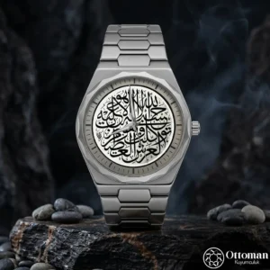ottoman-31534-2-59 Kelime-i Tevhid Gümüş Kadranlı Kol Saati