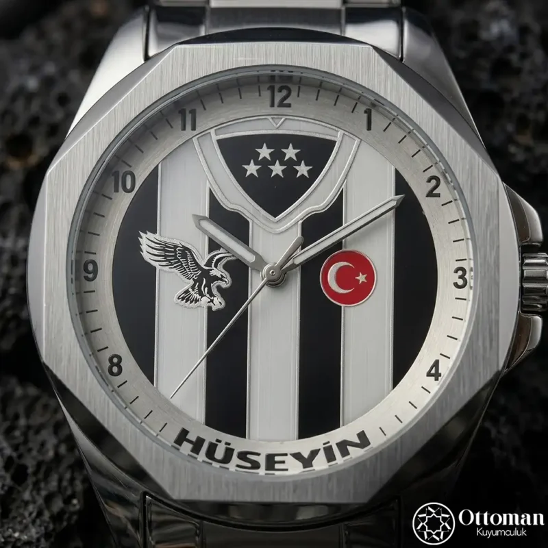 ottoman-31672-4-2 Kara Kartal İsimli Gümüş Kadranlı Kol Saati